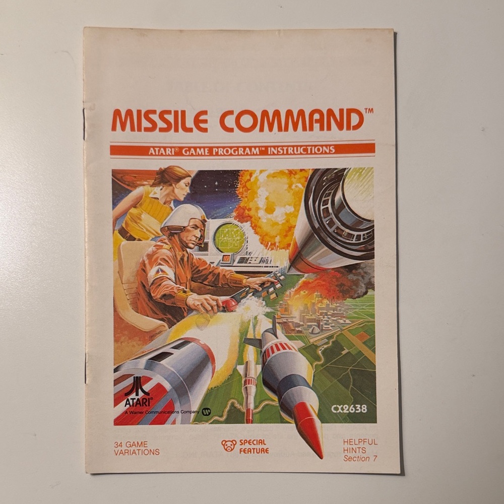 Vintage Atari 2600 Missile Command Game Instruction Manual